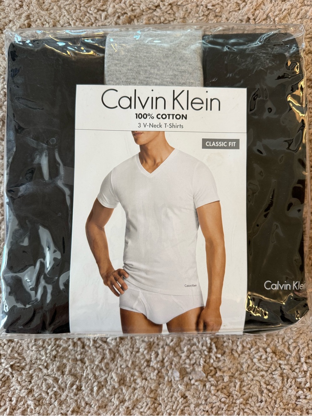 Calvin Klein Men’s 3-Pack V-Neck T-Shirts - Black, Gray, White